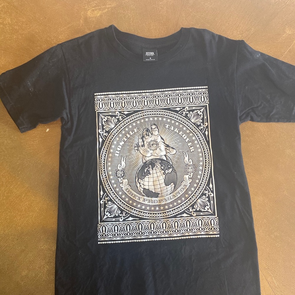 Black obey printed shirt